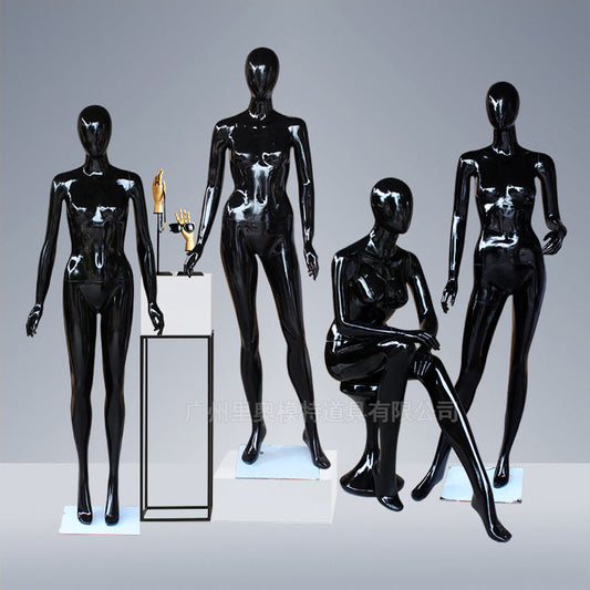 Abstract Black Young Lady Dummy Black Female Mannequin Stand and Sitting