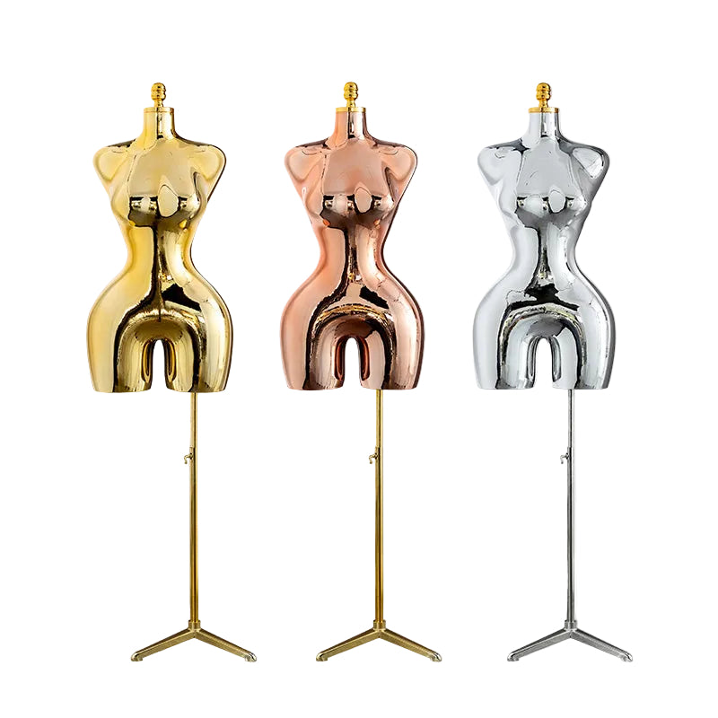 Plating Gold Lady Dress Form mannequin body stand female Chrome silver upper-body Big buttock ass curve Manikin