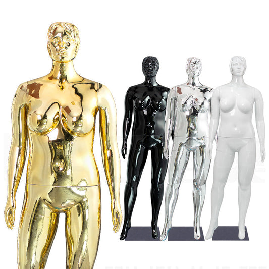 2025 New Full Body Plastic Mannequin Plus Size Chrome Electroplate Female Mannequin Women Dummy