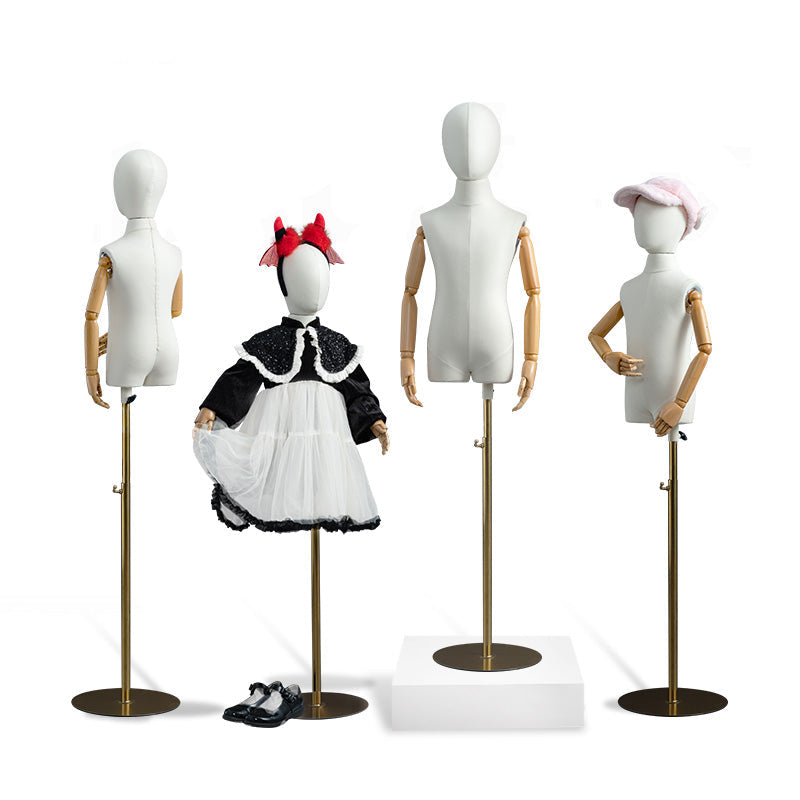 Unisex Kids Halfbody Mannequin Dummy Fashionable Fabric Clothes Child Torso Upper Body Mannequin Display Child Dress Form