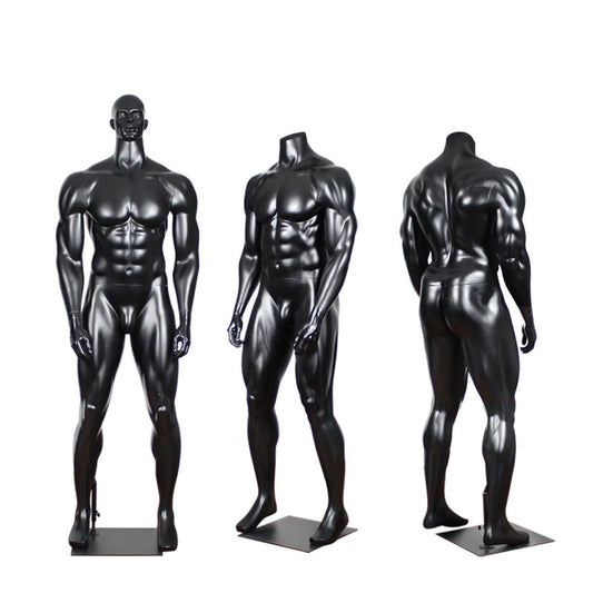 Matte Black Plus Size Muscle Athletic Manikin Full Body Sports Male Mannequin Dummy