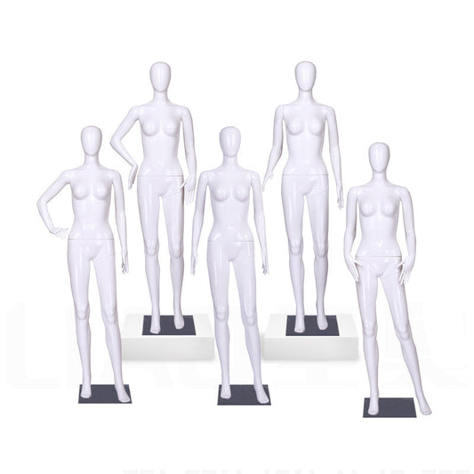 Fashion Women Plastic Dummy Standing Glossy White Mannequin Female Full Body Egg Head Mannequins