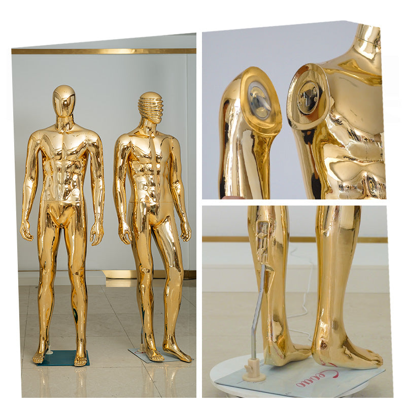 Gold Silver Chrome Plated Plus Size Muscle Male Mannequin Full Body with Head Stand for Clothing Shop Window Display