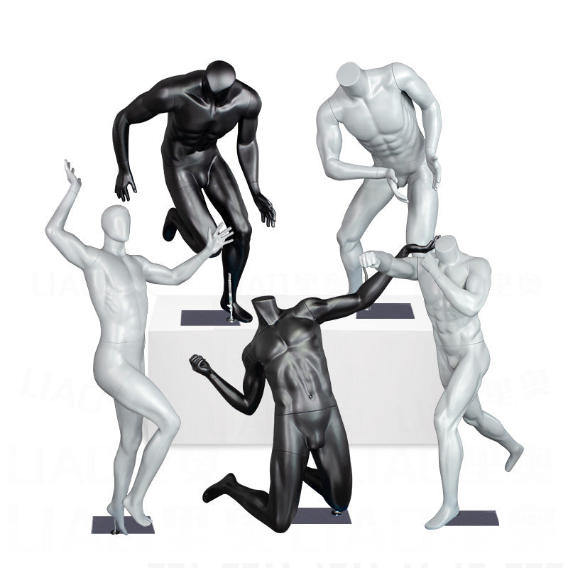 Headless Sports Male Mannequin Used Runs Play Ball Games Clothes Dummy Men Black Gray Full Body