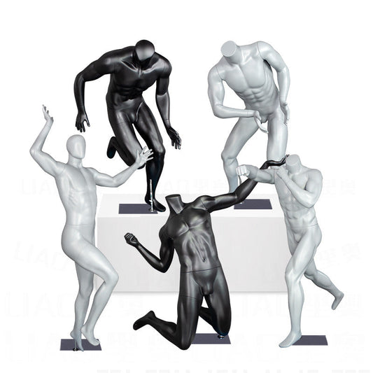 Headless Sports Male Mannequin Used Runs Play Ball Games Clothes Dummy Men Black Gray Full Body