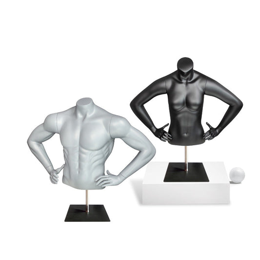Plus Size Sports Buste Mannequin Used Underwear Clothes Dummy Half-body Men Women Black Torso Headless