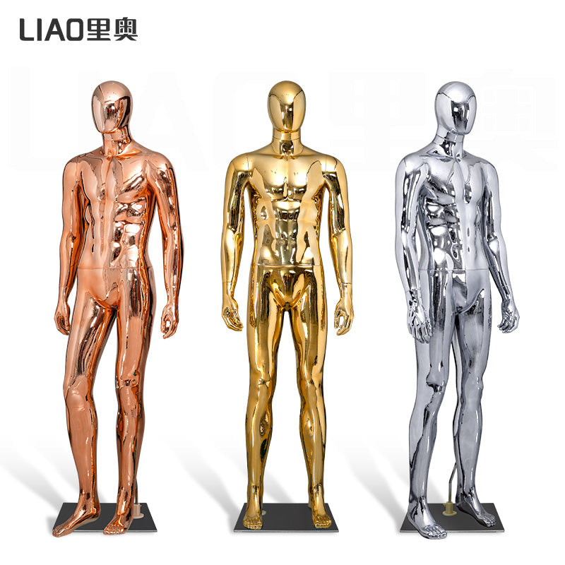 Gold Silver Chrome Plated Plus Size Muscle Male Mannequin Full Body with Head Stand for Clothing Shop Window Display