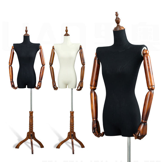 boutique Mannequin body stand for bridal dresses A female dummy with Wooden arms stereoscopic women clothing display
