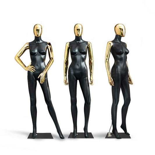 Chrome Female Mannequin Electroplating Gold Women Full Body Plastic Dummy Fashion Garments Display