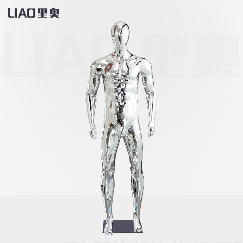 Chrome Male Mannequin for Male Clothes Boutique Display Silver Gold Full Body Male Muscle Mannequins Doll Men Plastic Dummy