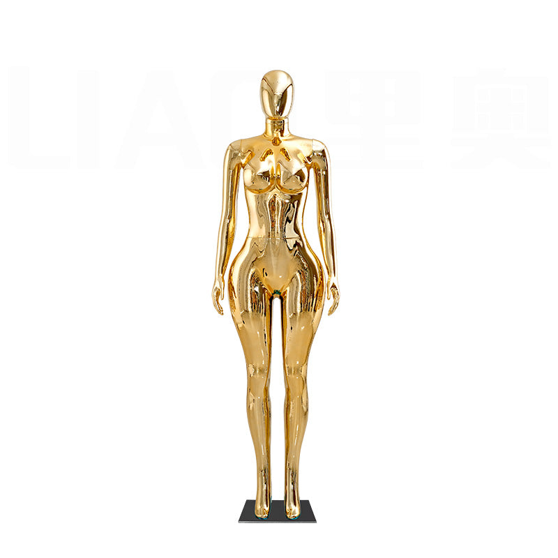 Plus Size Chrome Full-Body Dress Form Mannequin for Women  Big Bust Hip Curvy Standing Pose Fashion Store Window Display